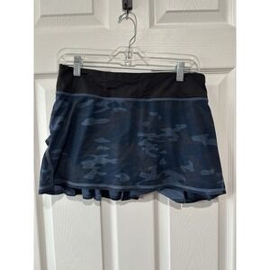 Lululemon Pace Setter Skirt Heathered Texture Lotus Camo Oil Slick Blue Sz 6